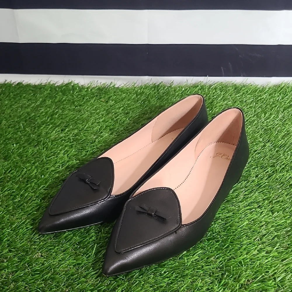 Black Leather Women's Flats